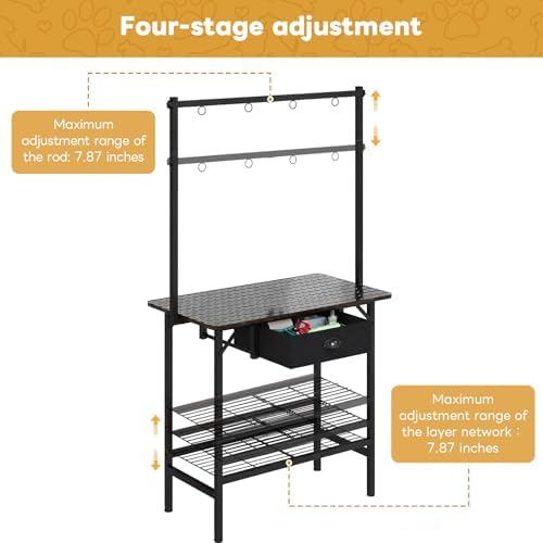 Dog Grooming Table with Drawers and Mesh Tray, 32 Inch Adjustable Pet Grooming - Image 4