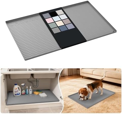 URMONA Waterproof Silicone Under Sink Mat 31'' x 22'' Shelf Liner by URMONA