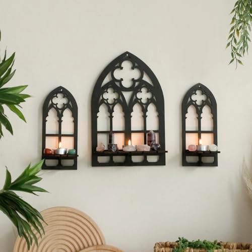 Artilady Crystal Display Shelf Gothic Decor, Wood Floating Shelves Storage by Artilady
