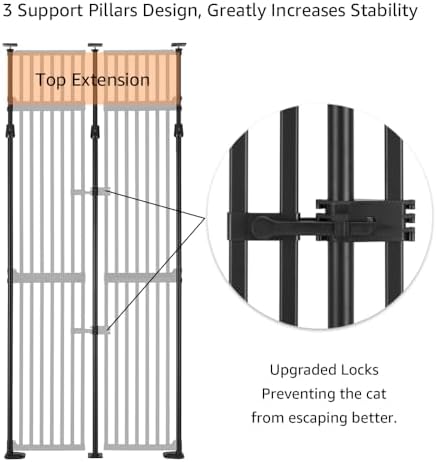 unipaws 86" High Extra Tall Cat Gate, Auto Closing and No Drilling - Image 5