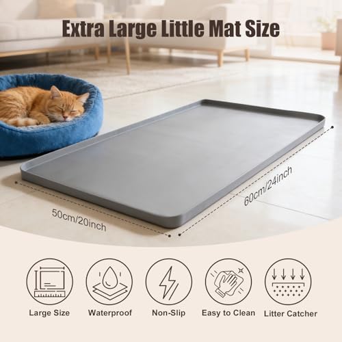Silicone Cat Litter Mat 24x20 in Waterproof Litter Box Mat Leak-Proof Thick - Image 3