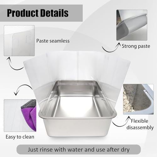 YOILES 4PCS Cat Litter Box Pee Shields, Transparent Easy Clean Splash Guard - Image 3