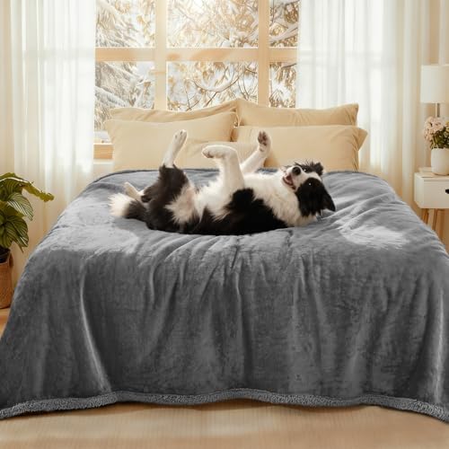 Luciphia Waterproof Bed Blanket Washable, Soft Sherpa Fleece Puppy Reversible by luciphia