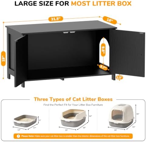 Extra Large Cat Litter Box Enclosure Furniture Dog Proof, Hidden Kitty Washroom - Image 2