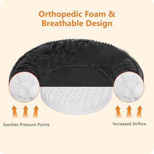 Dwanton Orthopedic Small Dount Dog Bed Cat Bed, Calming Egg-Crate Foam - Image 2
