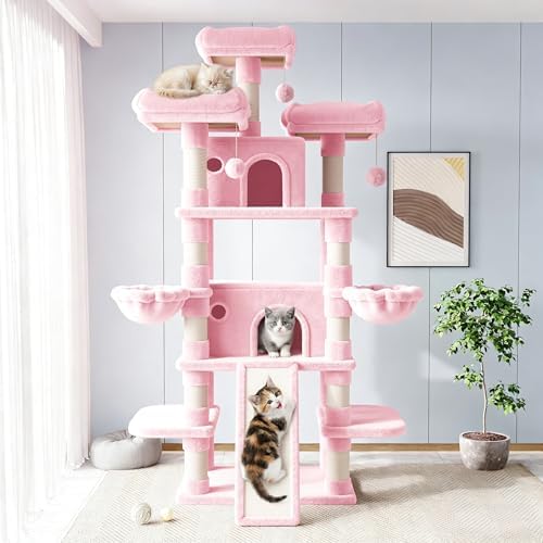 Allewie 82 Inches Large Cat Tree/House/XXL Tall Cat Towers - Image 2