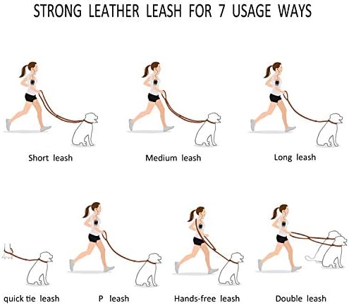 Multi Function 8ft Leather Dog Leash, Genuine Leather Leash Hands Free Dog - Image 2
