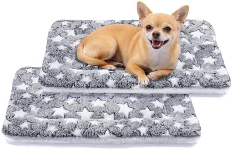 Mora Pets Dog Bed Crate Pad Ultra Soft Pet Mat Star Print 2 Pack 22 in Grey by MoraPets