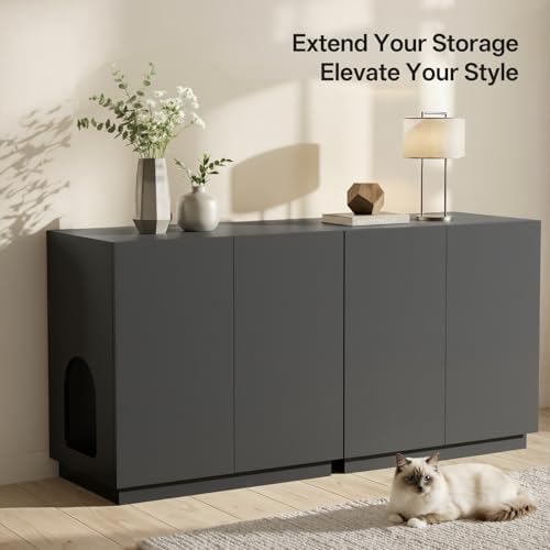 Amunrbrek Large/Tall Litter Box Enclosure, Modern Wooden Litter Box Furniture - Image 4