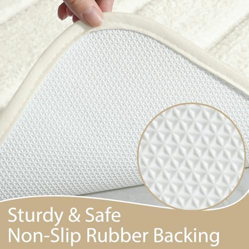 AROGAN Luxury Long Bathroom Runner Rugs 24x72 Inch Bath Rug, Cream White - Image 6