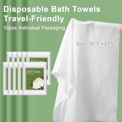 Disposable Bath Towels, 10 Pack 55" x 27.5" Ultra Soft, Quick Dry Disposable - Image 4
