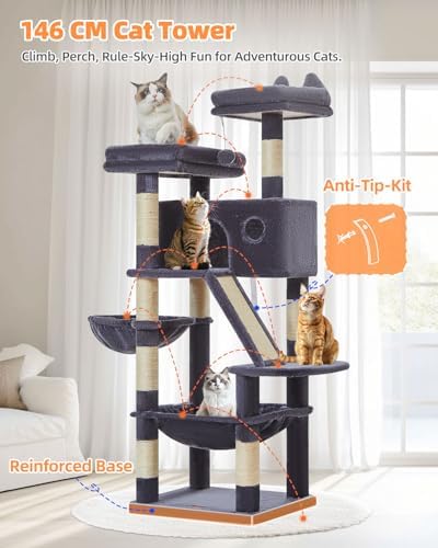 Taoqimiao Sturdy Cat Tree, 58In Cat Tower - Image 3