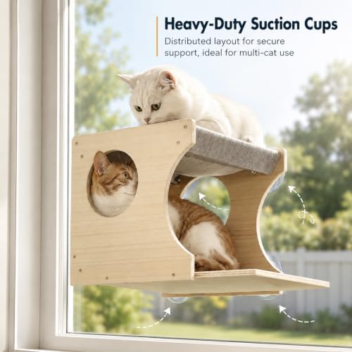 Cat Window Perch，2-Tier Hammock & Hideaway House - Image 2