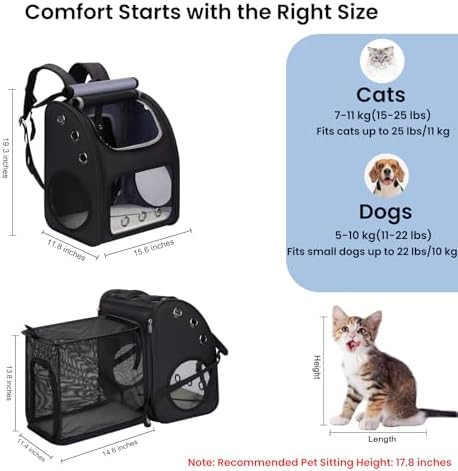 Expandable Cat Backpack Carrier, Large Space, Airline Approved - Image 2