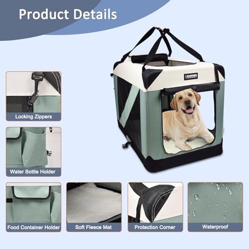 JESPET 3 Door Soft Dog Crates Kennel, Collapsible Travel Pet Carrier - Image 4