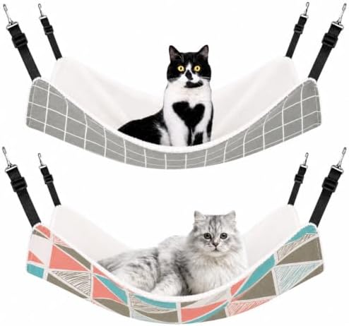 Jetec 2 Pack Cat Hammock for Cage, Geometry Pattern by Jetec