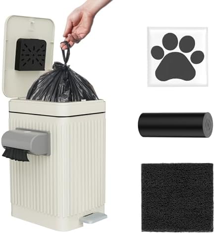 Dog Poop Trash Can for Outside & Indoor, 5L/1.3Gal Small Odor Control Pet Waste by HomeOrganization