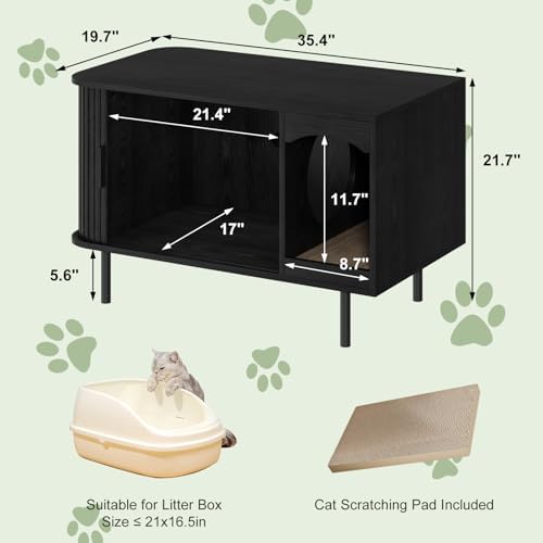 Cat Litter Box Enclosure Furniture, Fluted Hidden Litter Box - Image 6