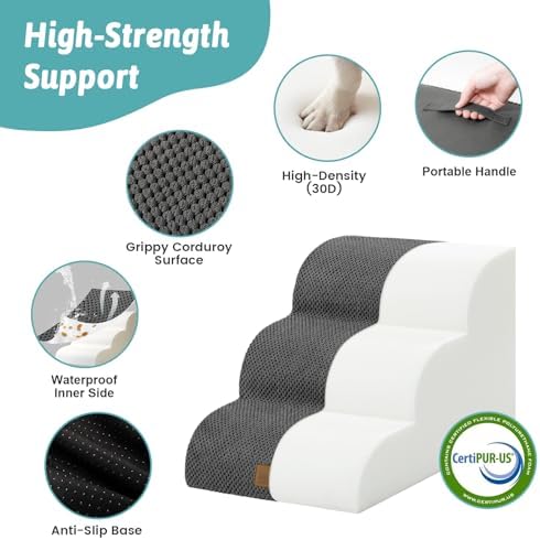 COZY KISS Wide Dog Stairs for Small Dog 15.7" H, 3 Step Pet Ramp for Couch - Image 5