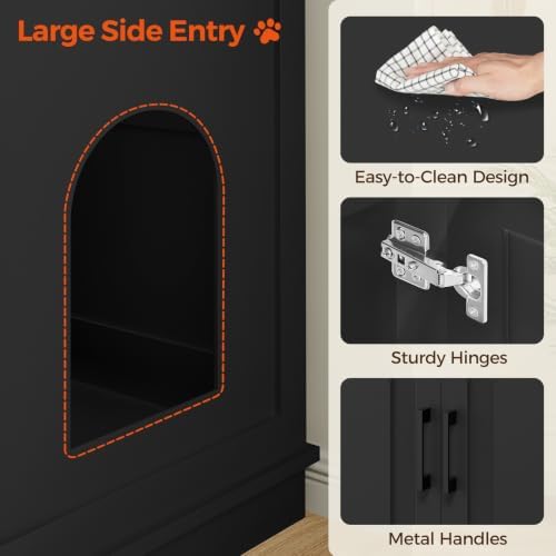MAHANCRIS Large Cat Litter Box Enclosure, Tall Hidden Litter Box Furniture - Image 7