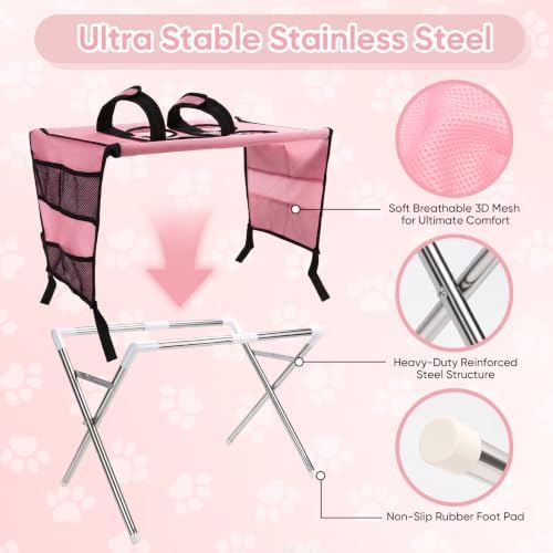 Dog Grooming Bath Hammock with Stand, Foldable - Image 6
