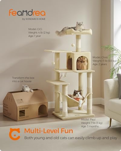 Feandrea Cat Tree, 54.2-Inch Cat Tower - Image 2
