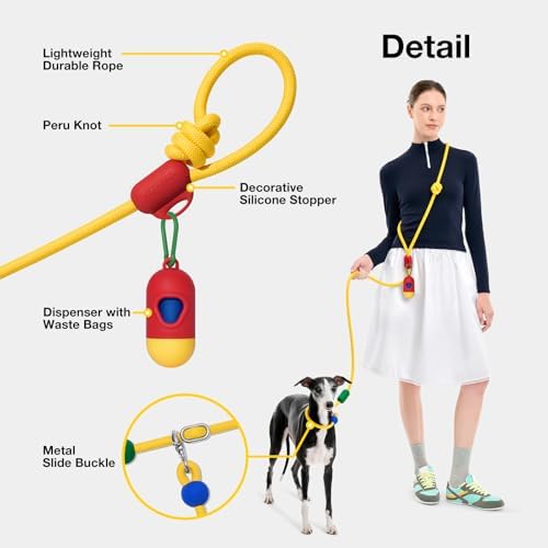 VETRESKA Hands-Free Dog Leash, 8FT Yellow Rope Leash - Image 4