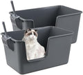 2-Pack High Side Plastic Cat Litter Box, Large Cat Litter Tray Basin by Doryh