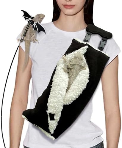 Adjustable Fluffy Bearded Dragon Sling Carrier Bag, Reptile Carrier by WATFOONpets