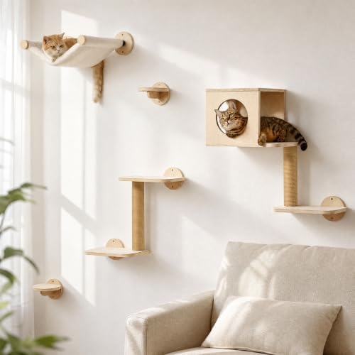 FUKUMARU Cat Wall Shelves, 5 in 1 Set by FUKUMARU