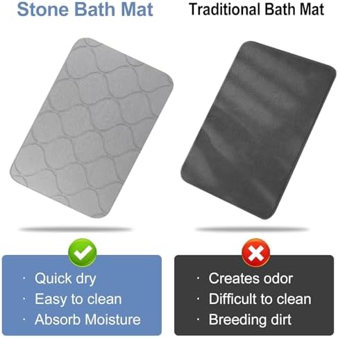 Stone Bath Mat Diatomaceous Earth Shower Mat Non-Slip Super Absorbent Quick - Image 5