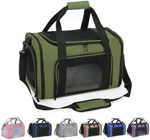 Pet Carrier for Cats and Dogs Up to 15 lb, Olive Green by Unknown
