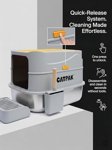 XL Enclosed Stainless Steel Litter Box - Image 5
