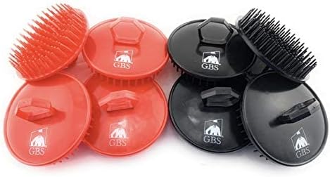 G.B.S Easy to Hold Hair Scalp Shampoo Brush Scrubber, 4 Black, 4 Red by GentsFineGroomingProducts