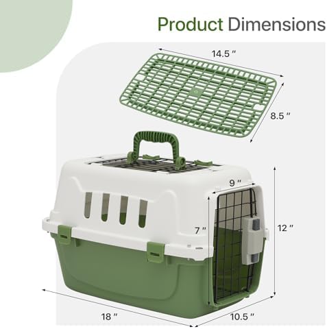 18 Inch Hard-Sided Plastic Dog Carrier 2 Door Travel Crate - Image 2