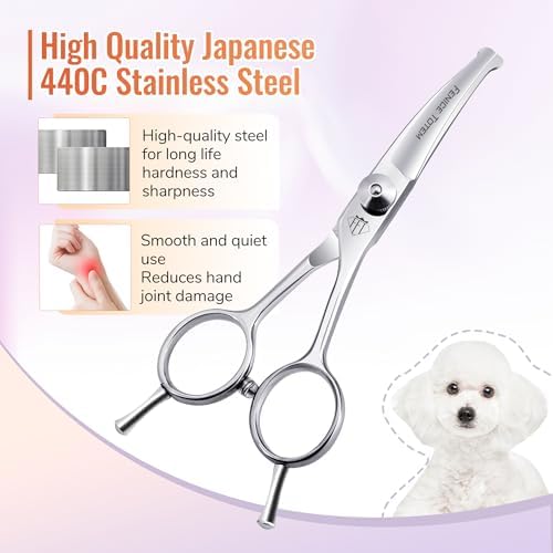 Dog Grooming Scissors: 4.75" Pet Curved Shears Made of Advanced JP440C - Image 3