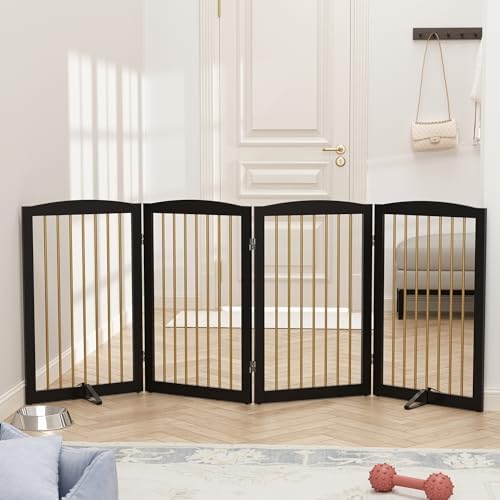 PUPETPO Freestanding Pet Gate for Dogs, Indoor Wooden Dog Gate for House - Image 2