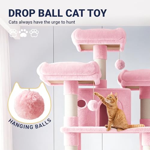 Allewie 82 Inches Large Cat Tree/House/XXL Tall Cat Towers - Image 3