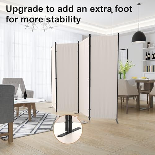 Room Divider, 4 Panel Folding Screen, 88” Portable Separating 3 Feet - Image 4