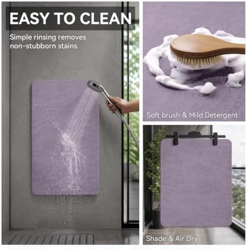 MontVoo -Bath Mat Rug-Rubber Backing Non Slip Quick Dry Absorbent Thin Bathroom - Image 5