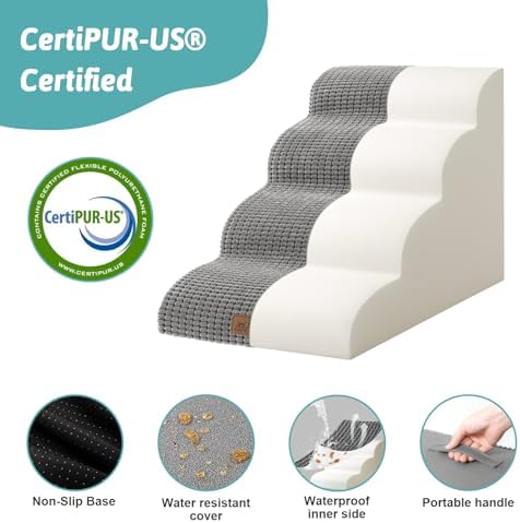 COZY KISS Dog Stairs for Small Dog 19.7" H, 4 Step Pet Ramp for Bed - Image 4