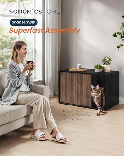 SONGMICS HOME Cat Litter Box Enclosure, Snapsemble Superfast Assembly - Image 2