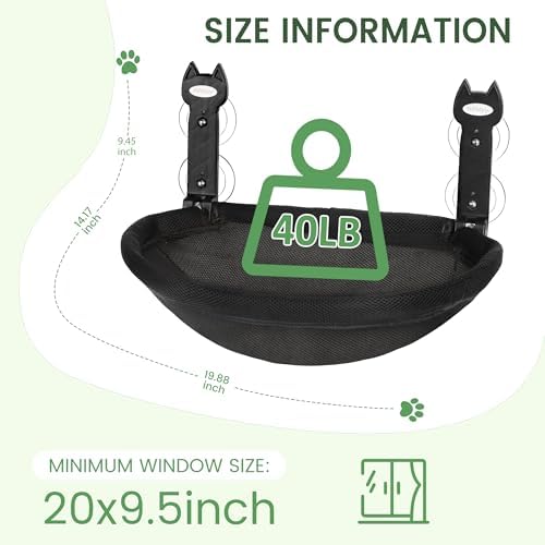 HiPetpy Black Deep Cat Window Perch, Cordless Foldable Cat Hammock - Image 6