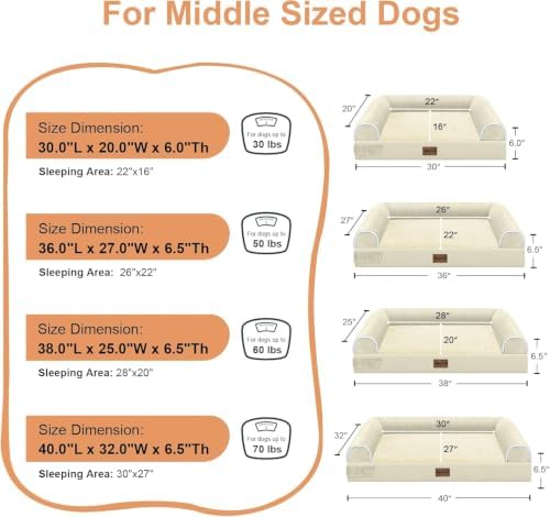 NANUYA Orthopedic Dog Bed for Large Dogs, 38 x 25 Inch - Image 6