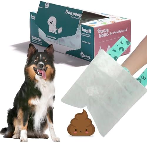 2-Ply Dog Poop Bags with Paper Towels-50 Pieces-Ultra Thick and Leakproof Pet by PAWSHOLIC