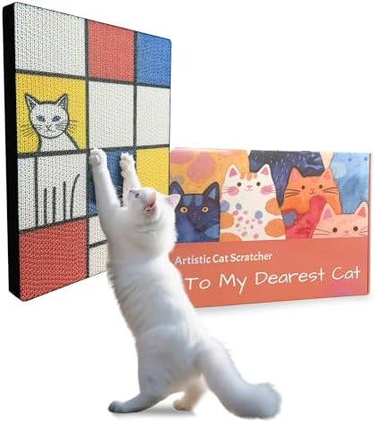 Art Cat Scratcher for Indoor Cats, Wall Mounted Cardboard Cat Scratcher by Unknown