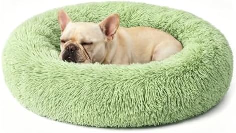 Calming Donut Dog Bed for Small Dogs, Anti-Anxiety Round Washable Plush Fluffy by Homeuslynn