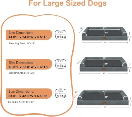 NANUYA Orthopedic Dog Bed for XX-Large Dogs, 44 x 34 Inch, Dark Grey - Image 6
