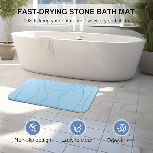 Stone Bath Mat, 2 Pack Diatomaceous Earth Shower Mat, Non-Slip Super Absorbent - Image 3