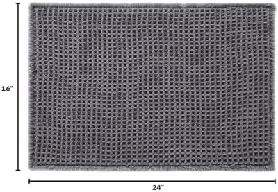 TYUU Waffle Bath Mat, Small Boho Bathroom Rugs Non Slip 24x16 Grey - Image 2